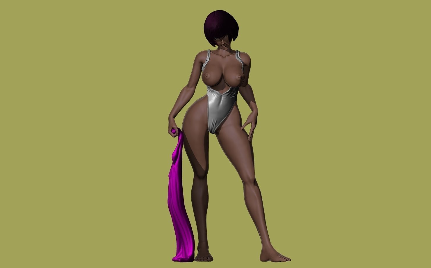 Swimsuit Aiko a lifegard fanart with disc shaped base included 3D print model_5