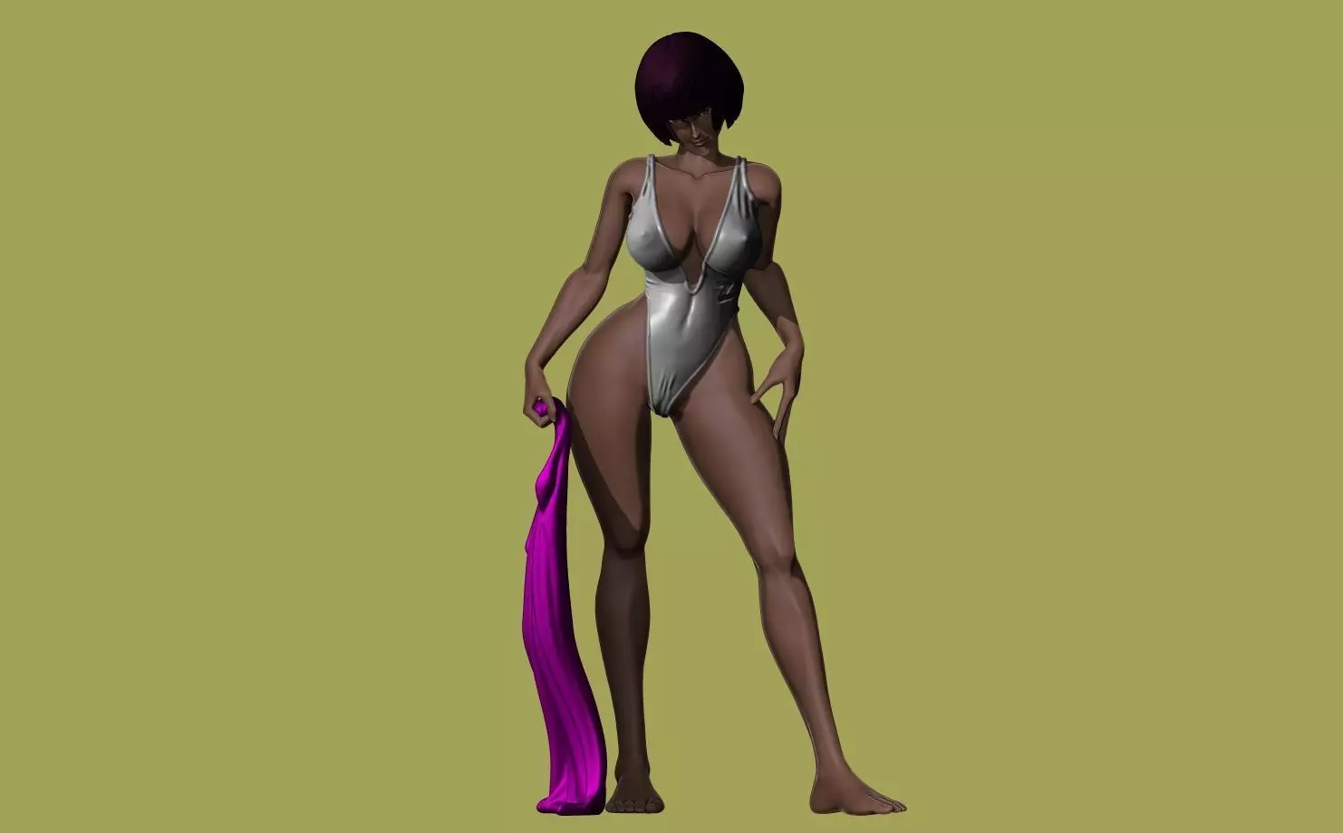 Swimsuit Aiko a lifegard fanart with disc shaped base included 3D print model_0