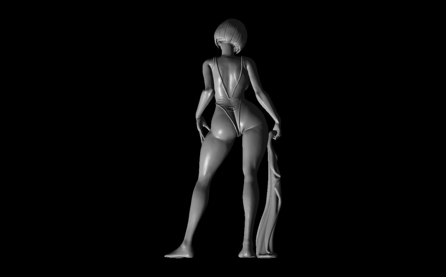 Swimsuit Aiko a lifegard fanart with disc shaped base included 3D print model_4
