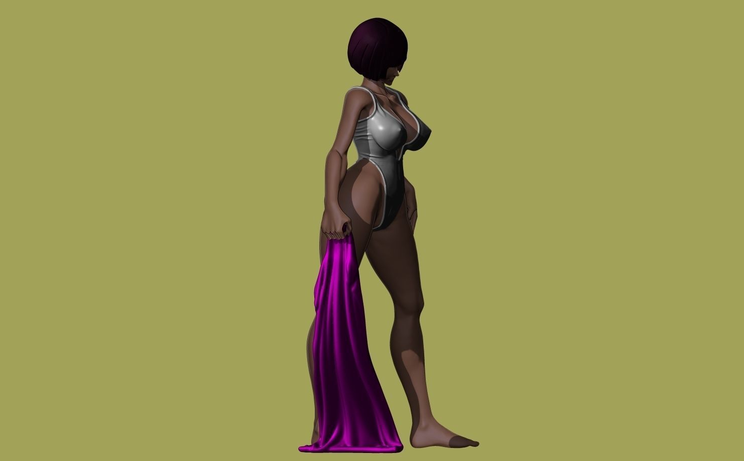 Swimsuit Aiko a lifegard fanart with disc shaped base included 3D print model_6