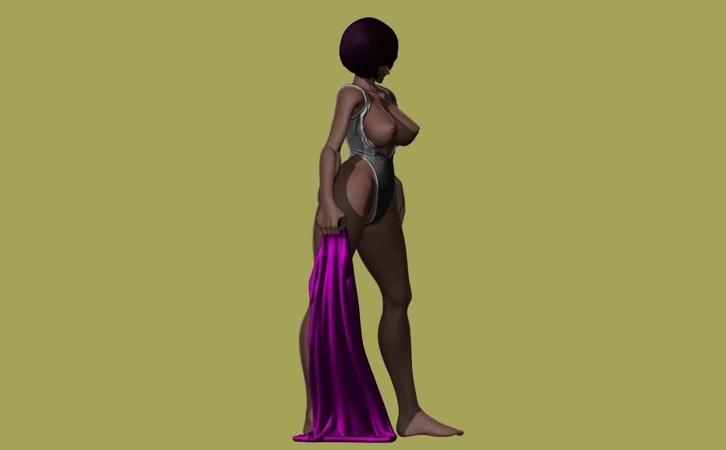 Swimsuit Aiko a lifegard fanart with disc shaped base included 3D print model_7