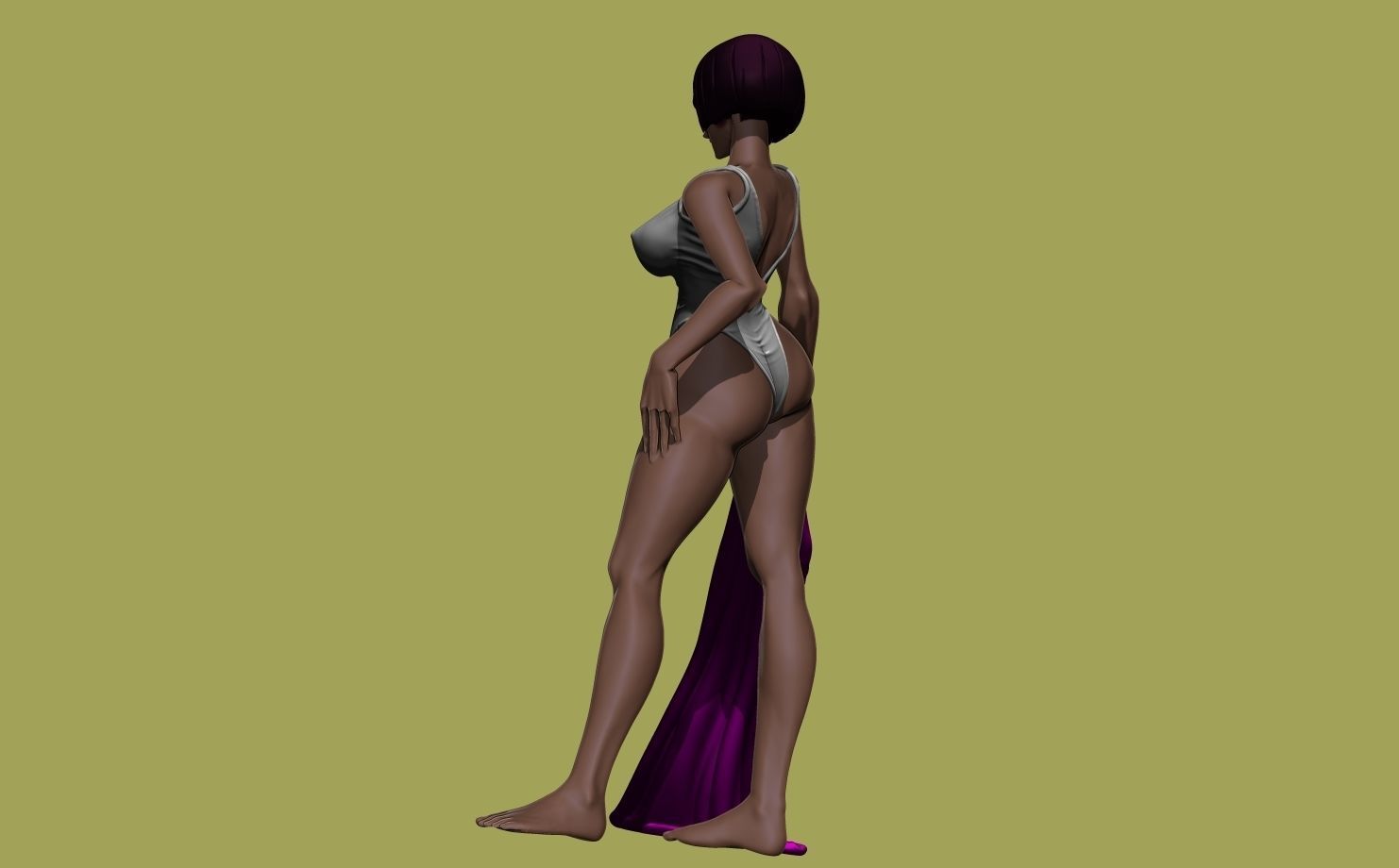 Swimsuit Aiko a lifegard fanart with disc shaped base included 3D print model_9