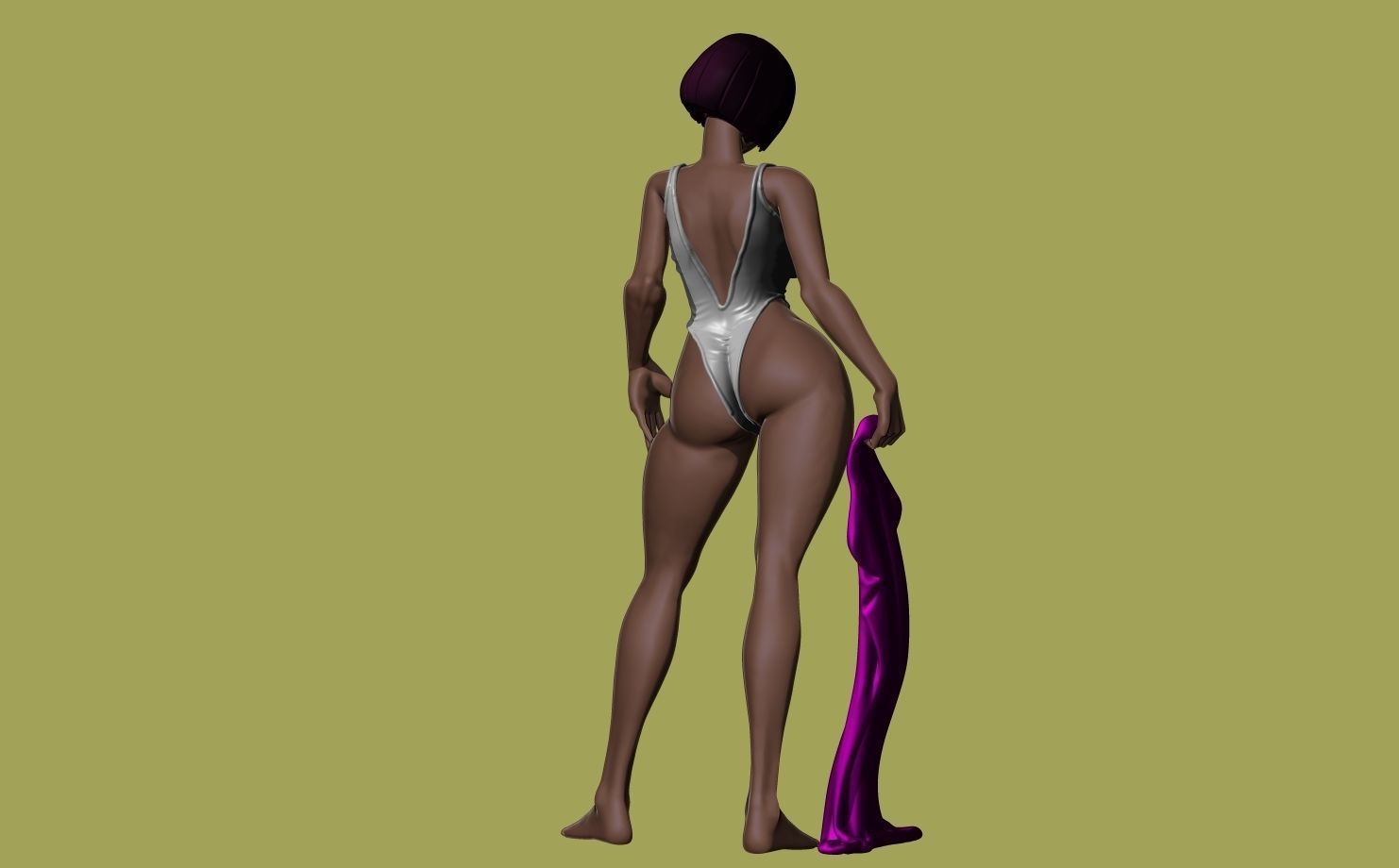 Swimsuit Aiko a lifegard fanart with disc shaped base included 3D print model_8