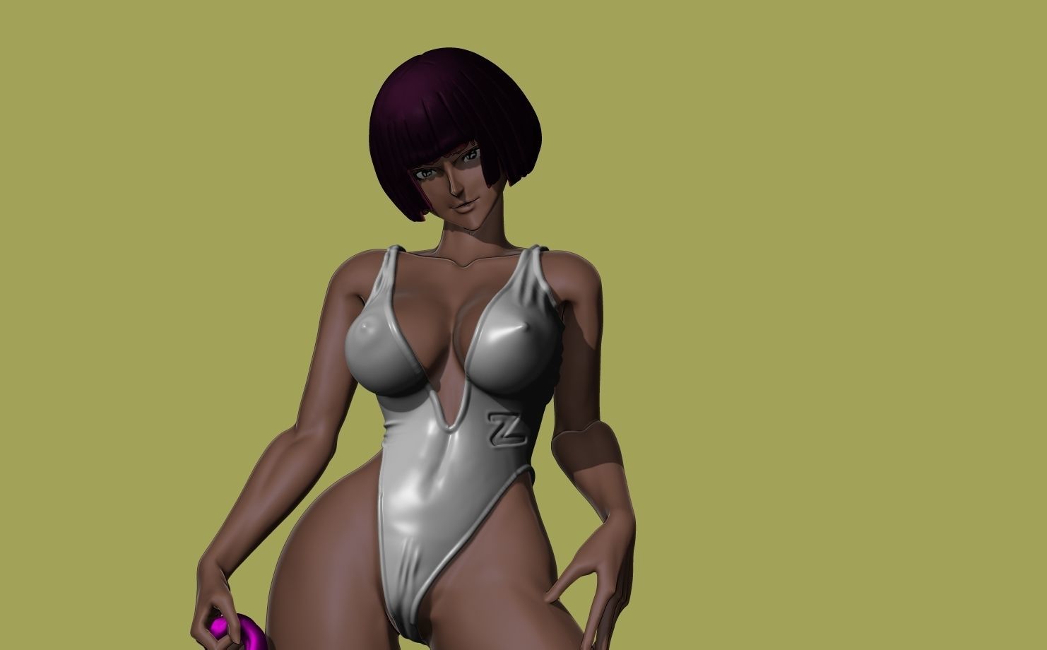 Swimsuit Aiko a lifegard fanart with disc shaped base included 3D print model_11