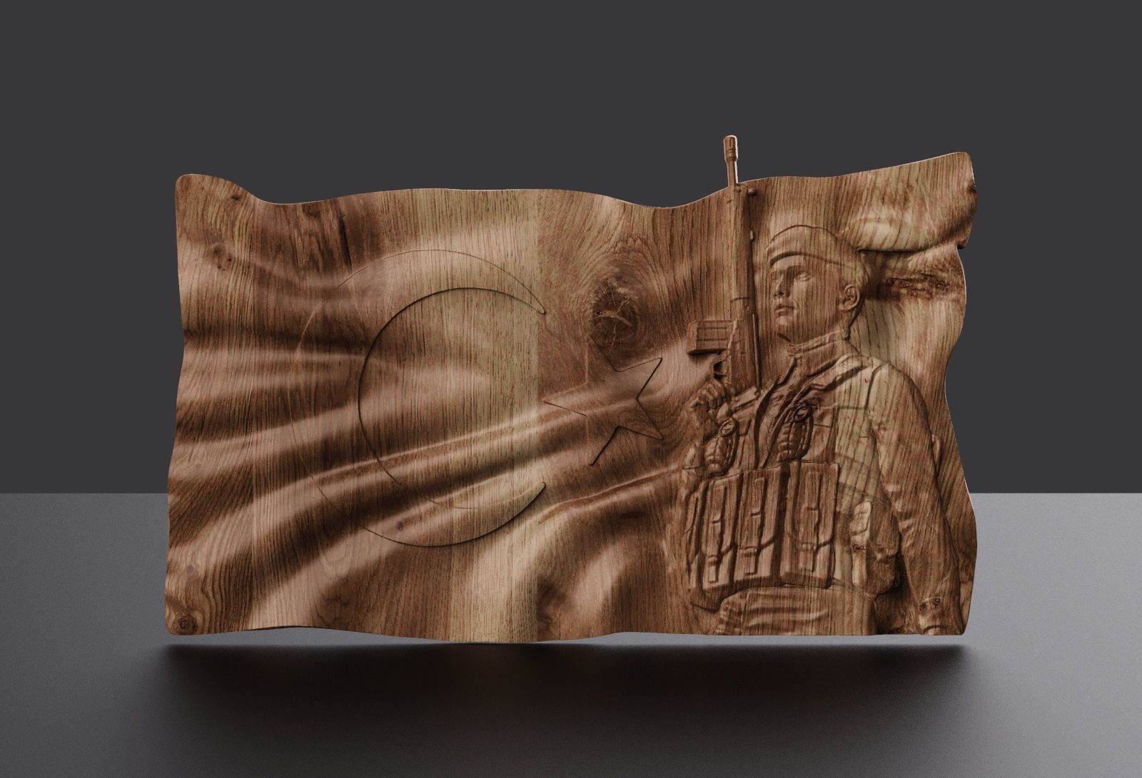 Turkish Flag and Soldier 3D print model_1