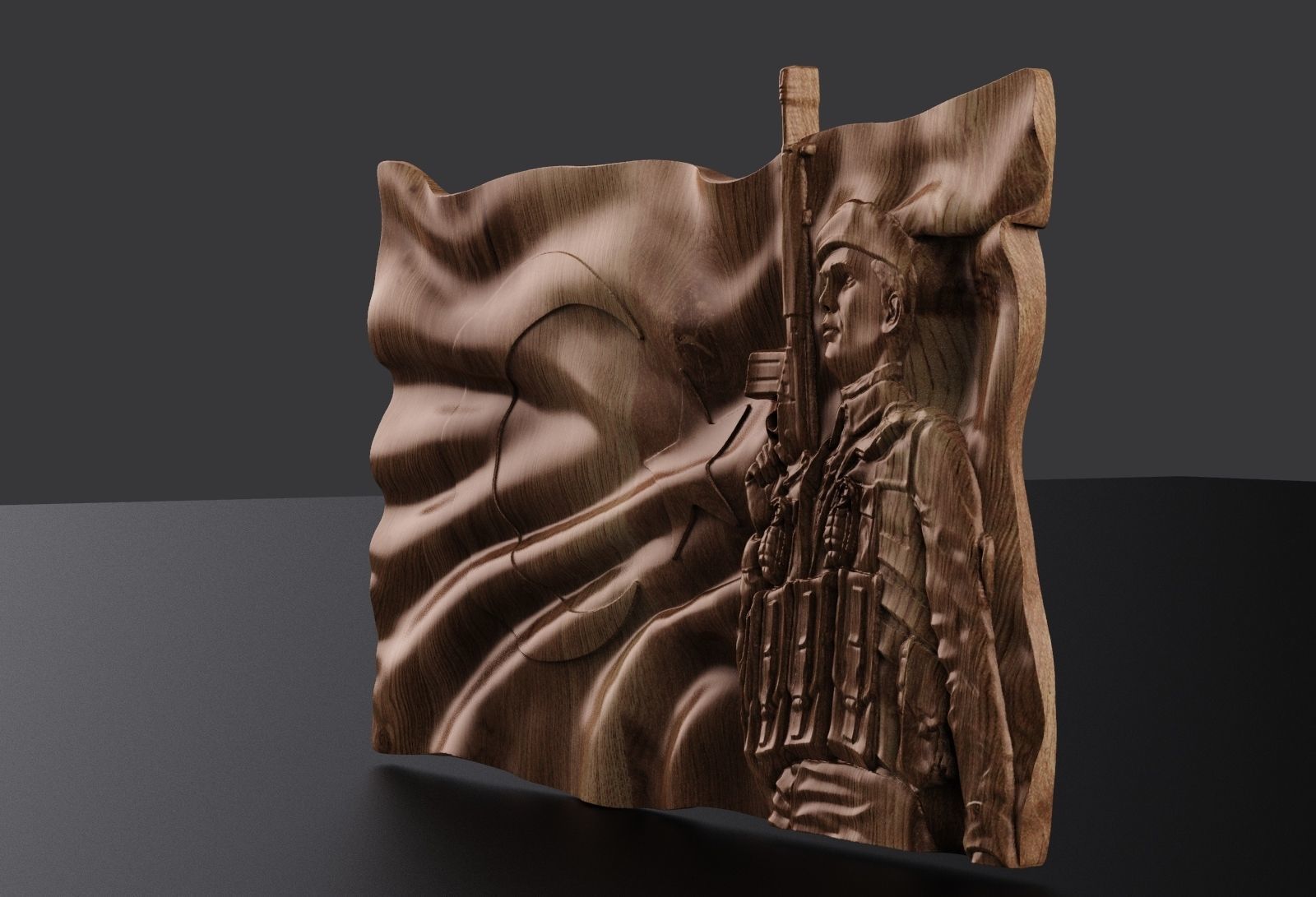 Turkish Flag and Soldier 3D print model_2