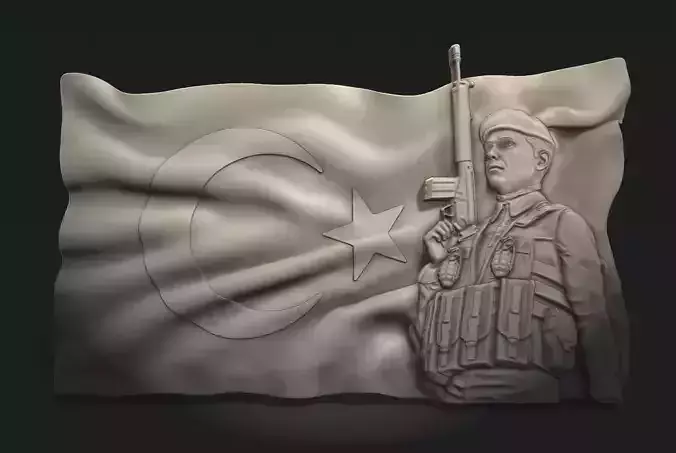 Turkish Flag and Soldier 3D print model
