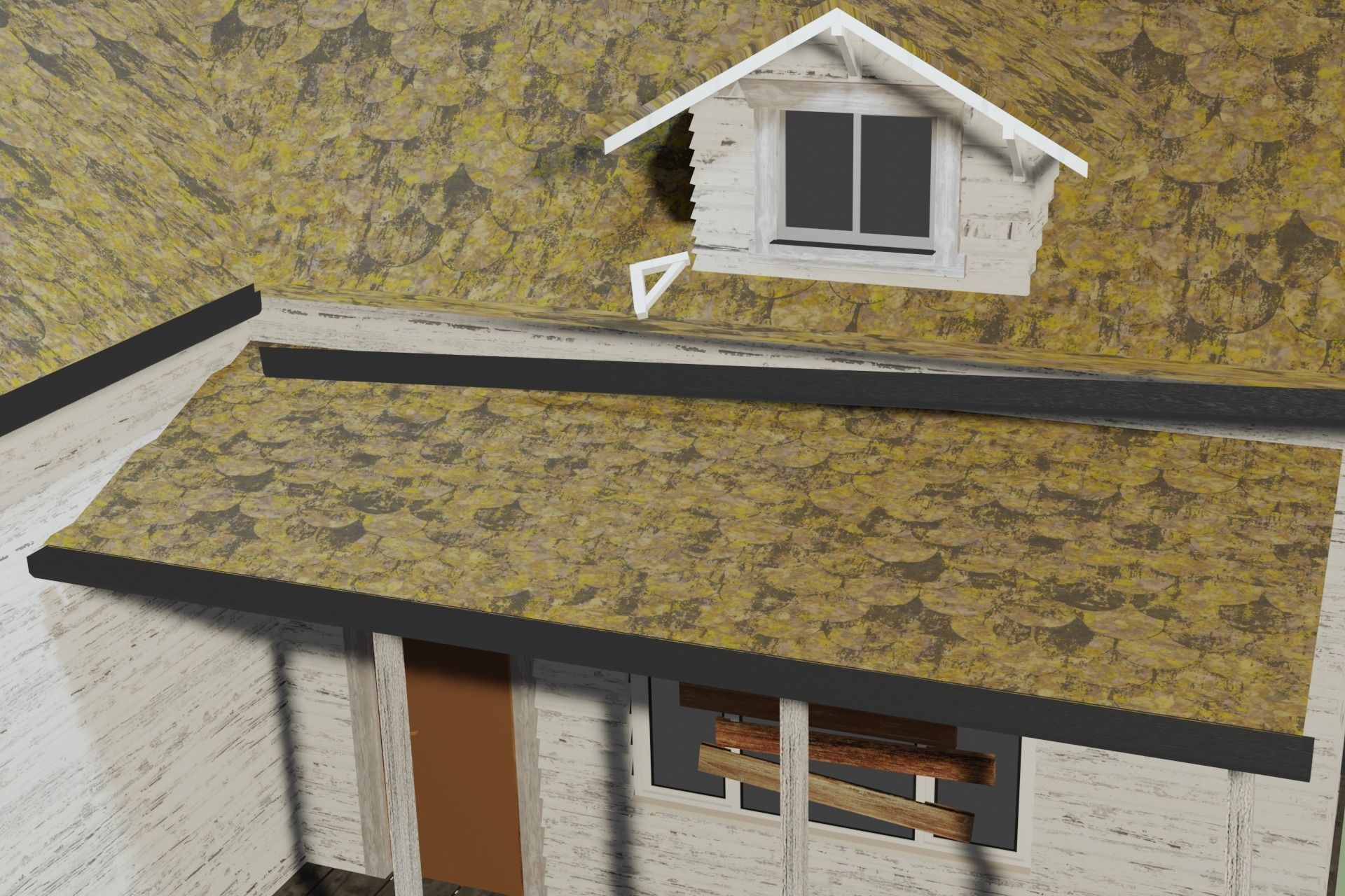 Old abandoned house Low-poly 3D model_4