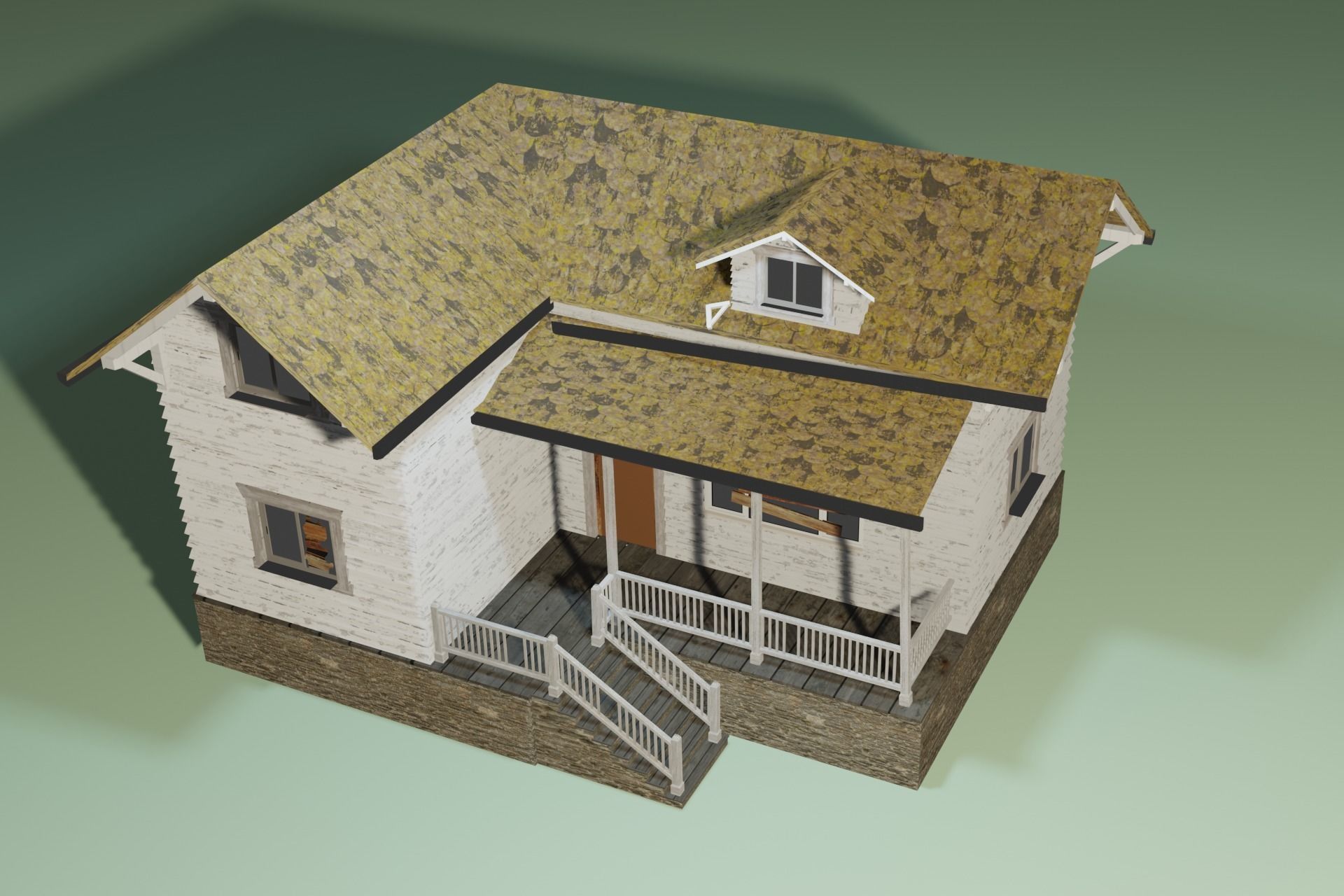 Old abandoned house Low-poly 3D model_8