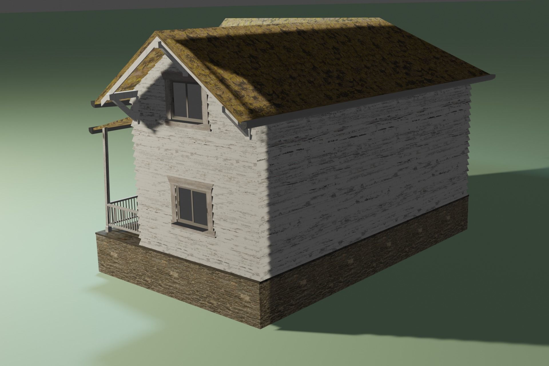Old abandoned house Low-poly 3D model_2