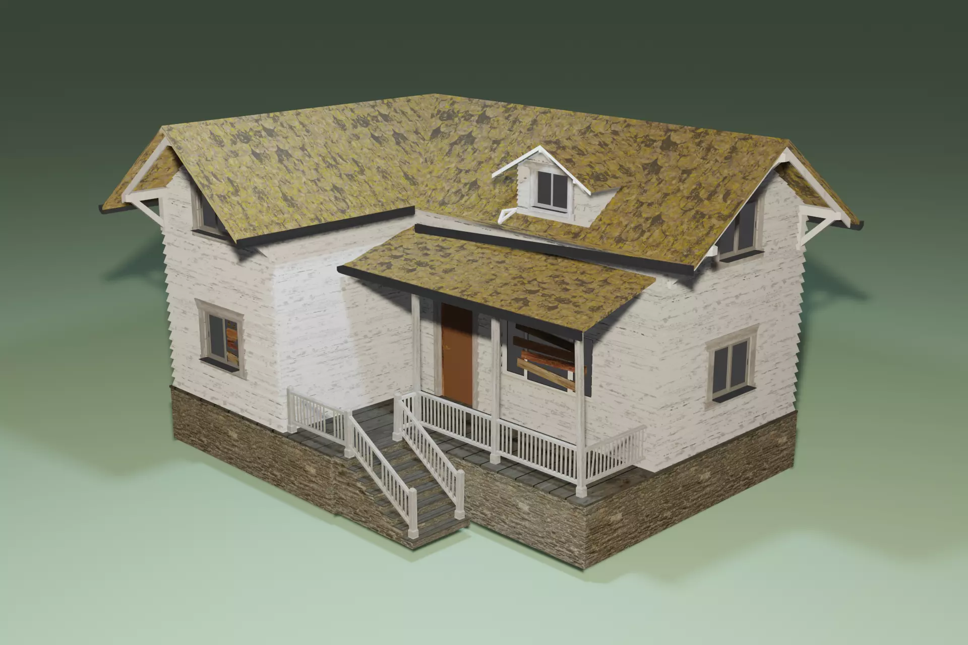 Old abandoned house Low-poly 3D model_0