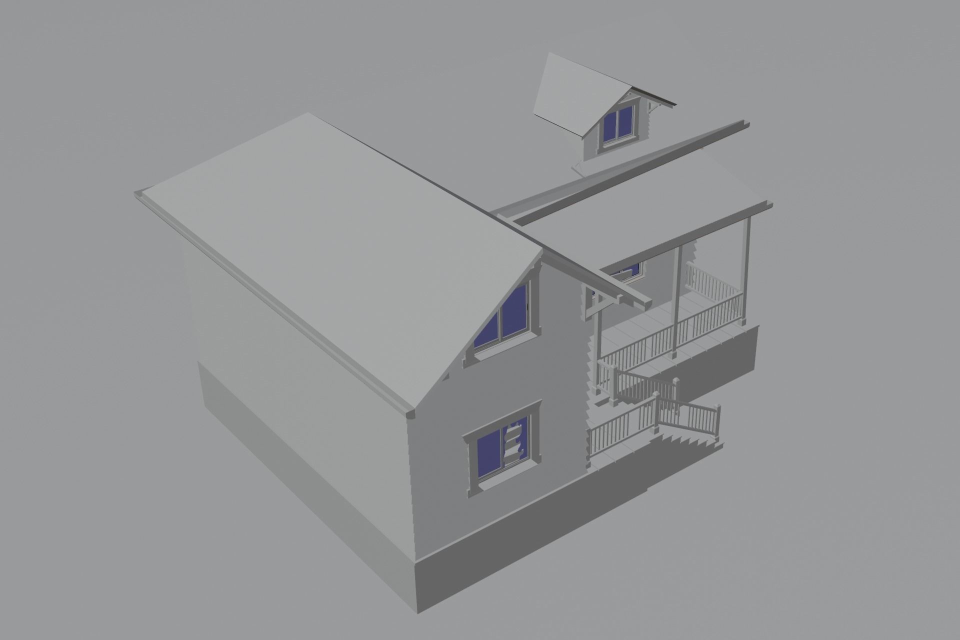 Old abandoned house Low-poly 3D model_13