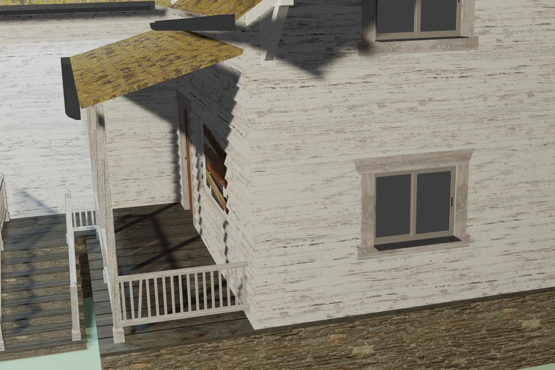 Old abandoned house Low-poly 3D model_6