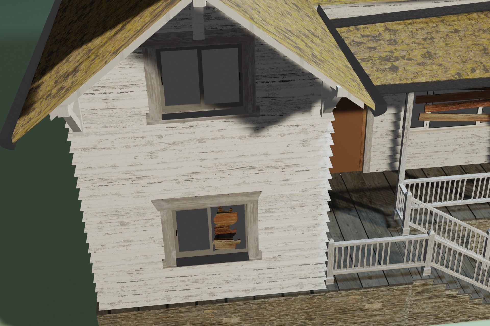 Old abandoned house Low-poly 3D model_9
