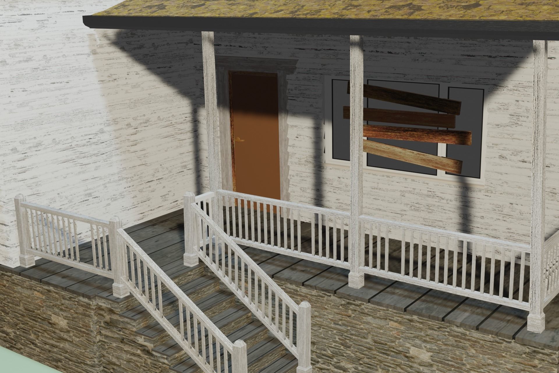 Old abandoned house Low-poly 3D model_5