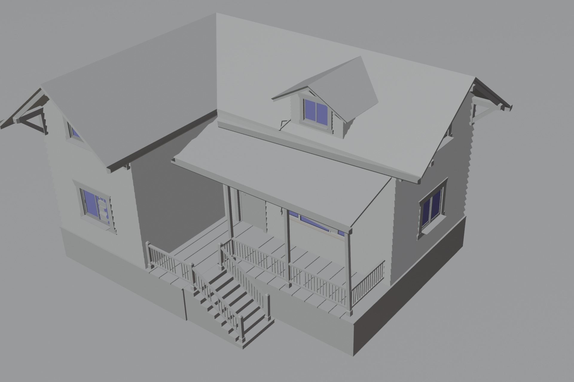 Old abandoned house Low-poly 3D model_10