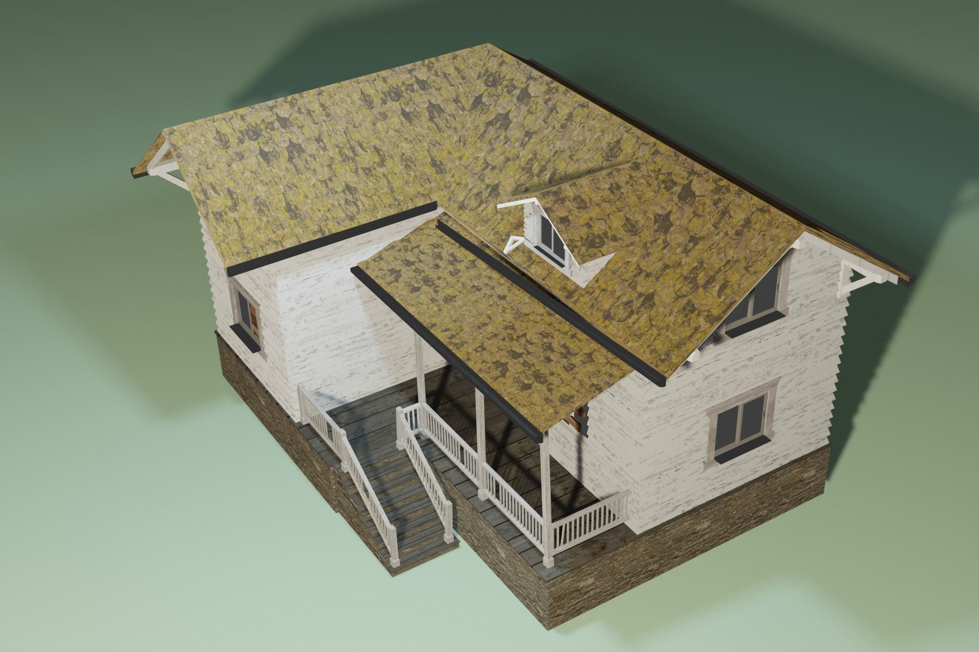Old abandoned house Low-poly 3D model_7