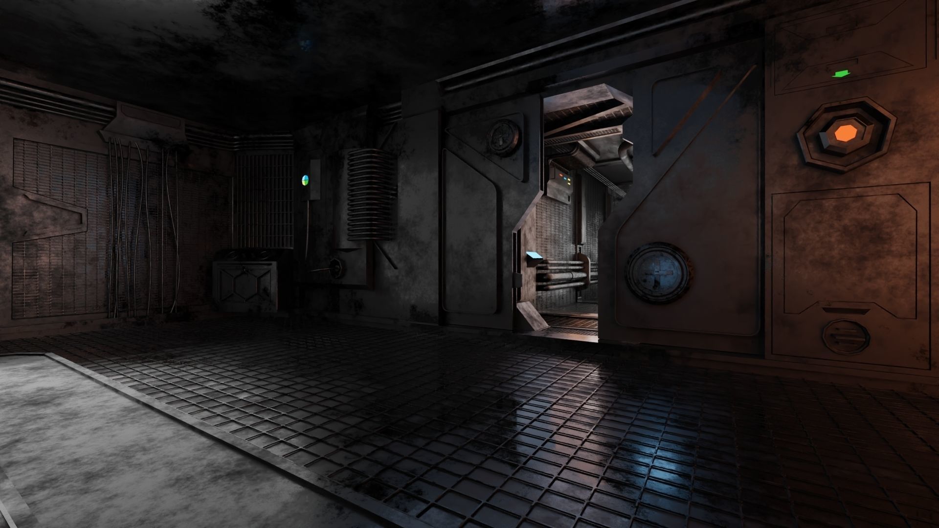 Abandoned laboratory control room 3D model_3