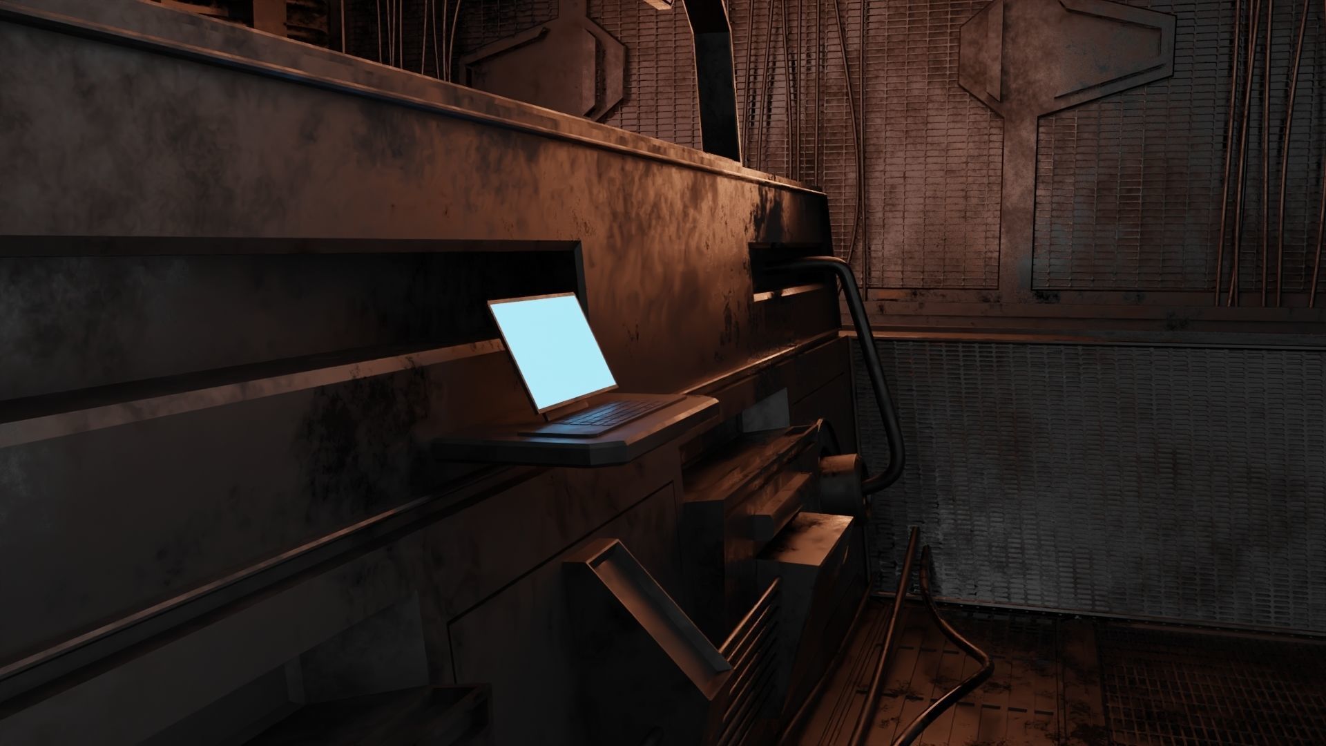 Abandoned laboratory control room 3D model_9
