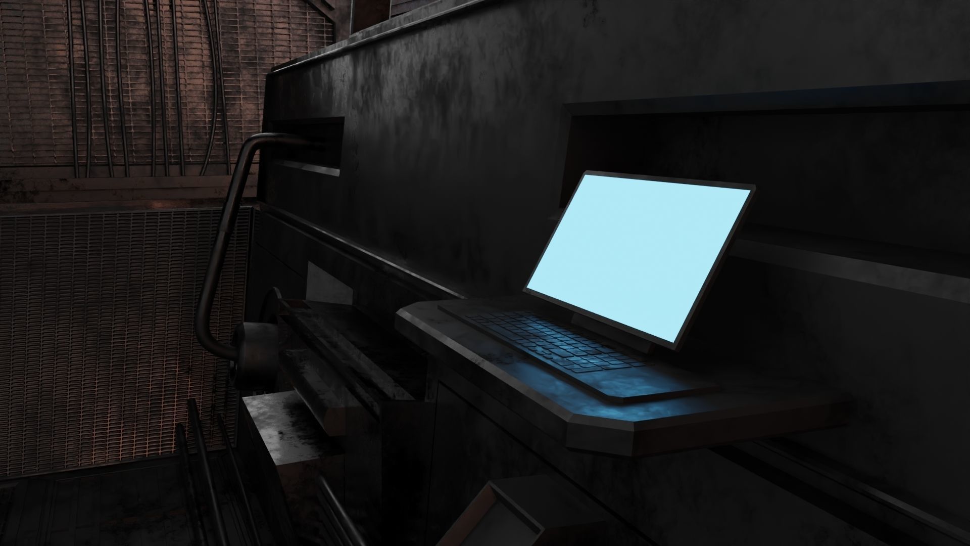 Abandoned laboratory control room 3D model_8