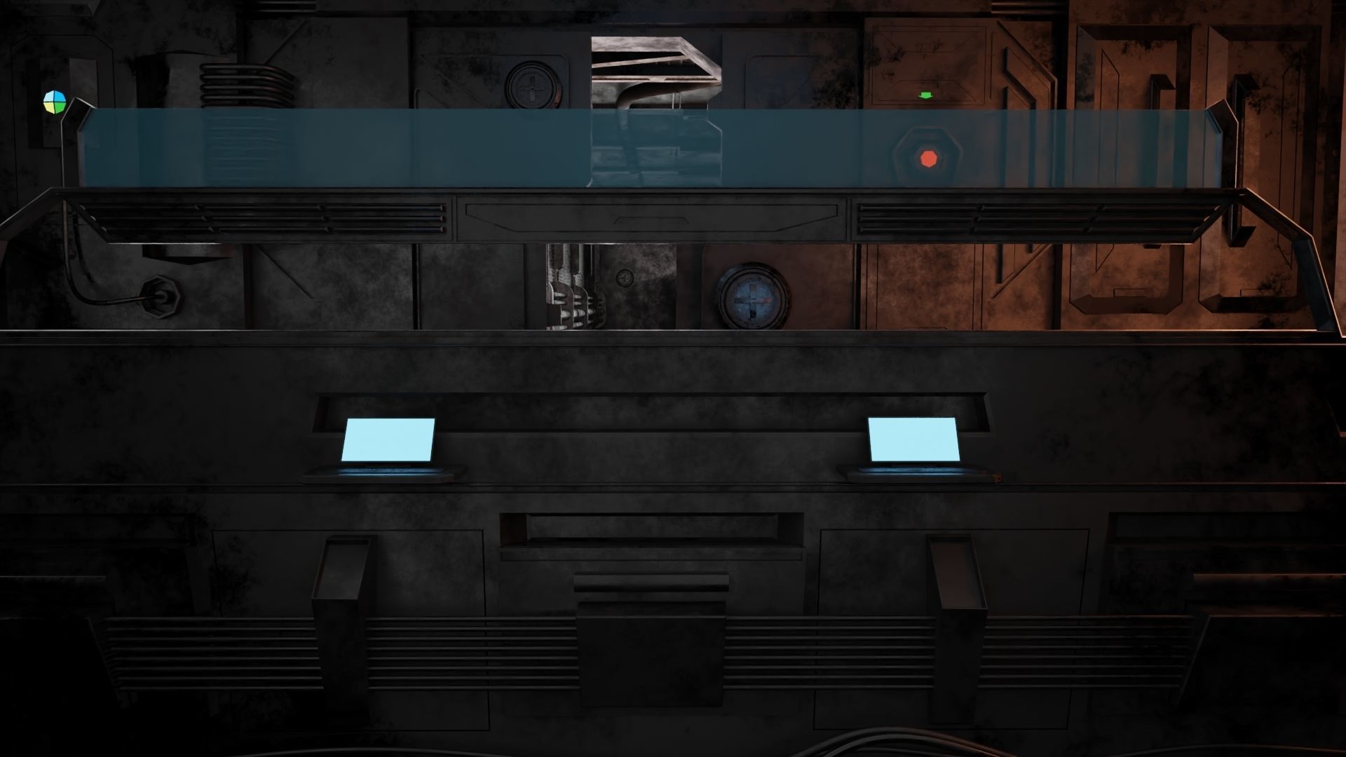 Abandoned laboratory control room 3D model_1