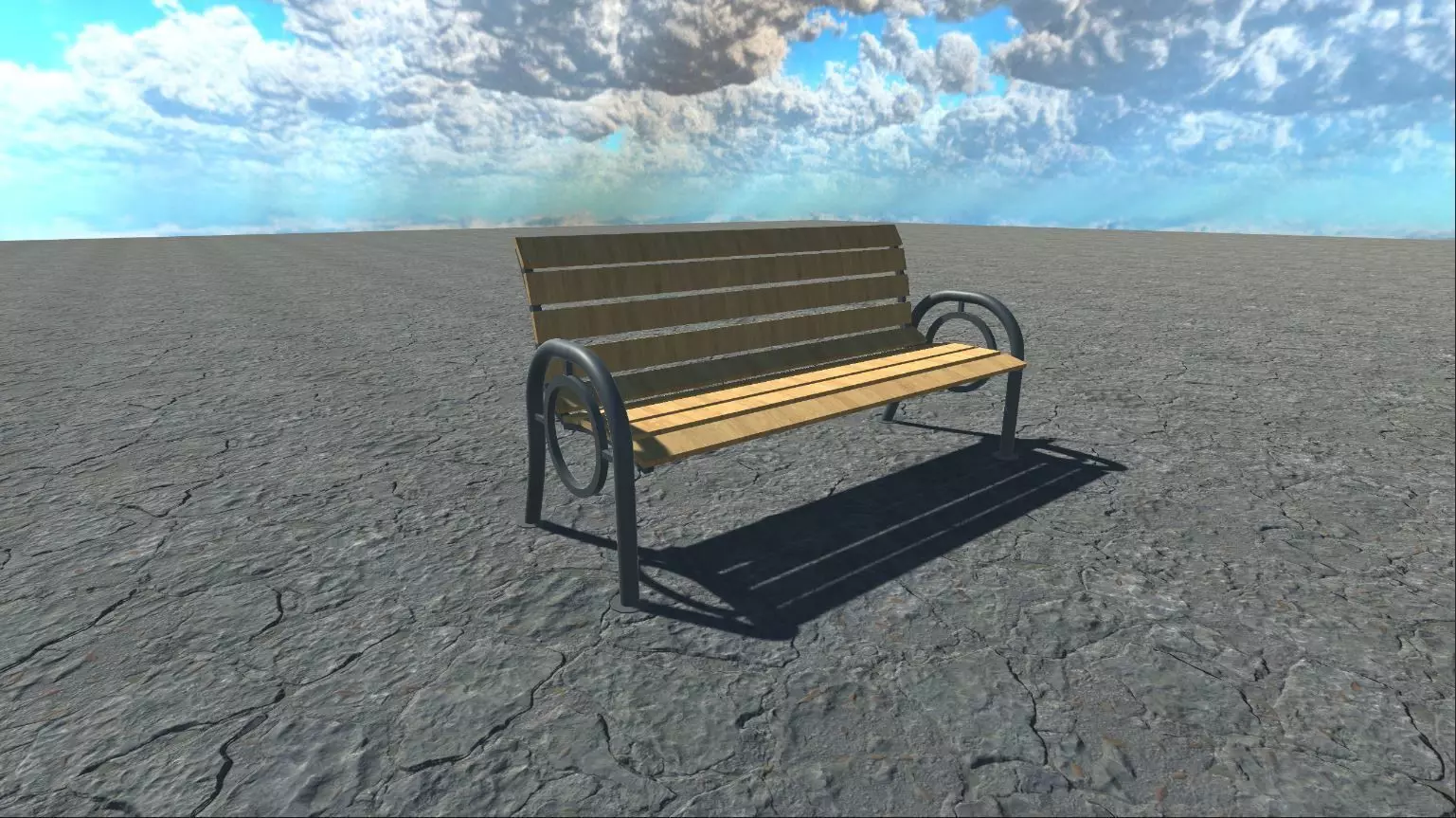 Bench wooden in desert Free low-poly 3D model