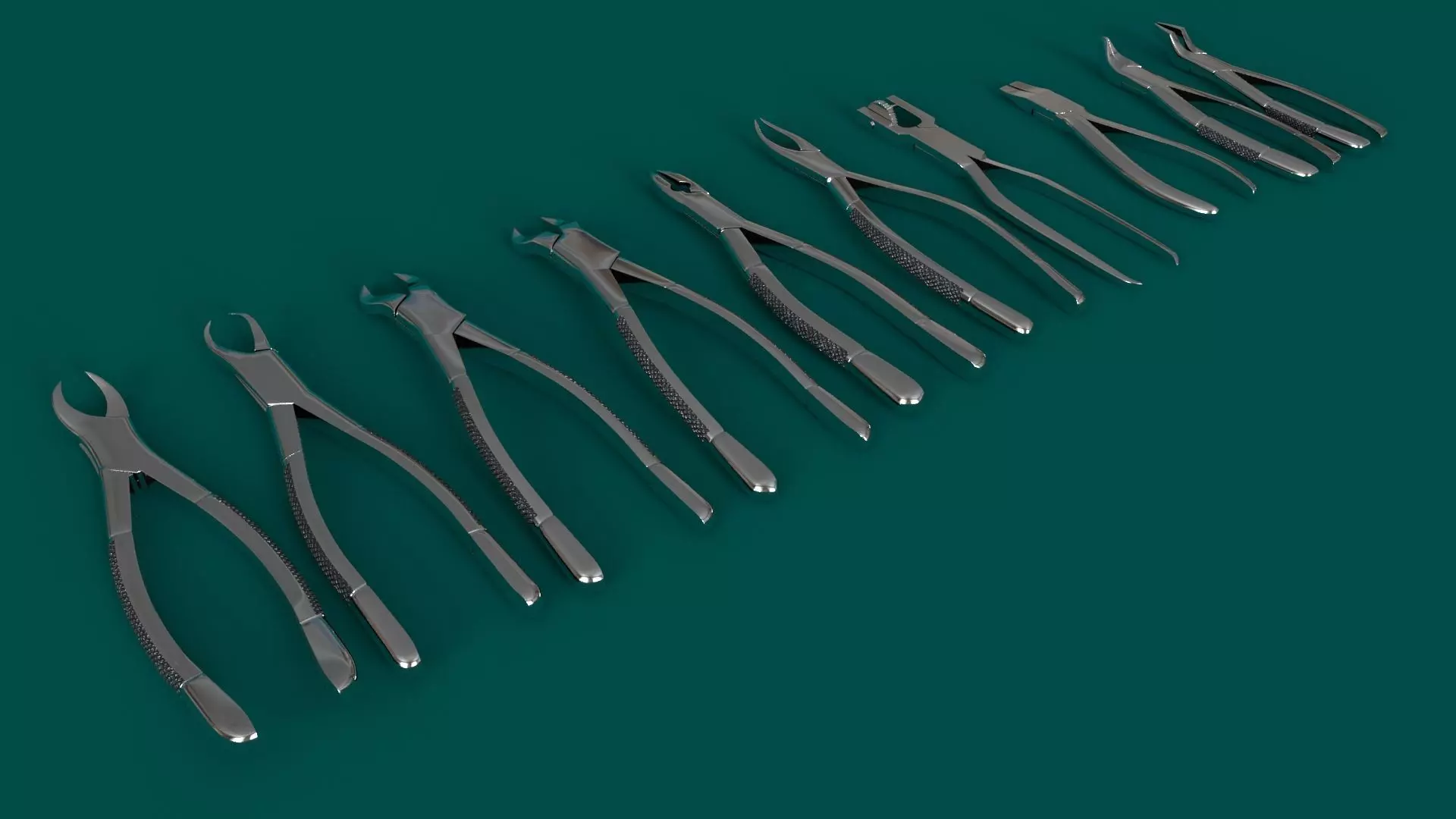 Dental pliers and extraction forceps Low-poly 3D model_0