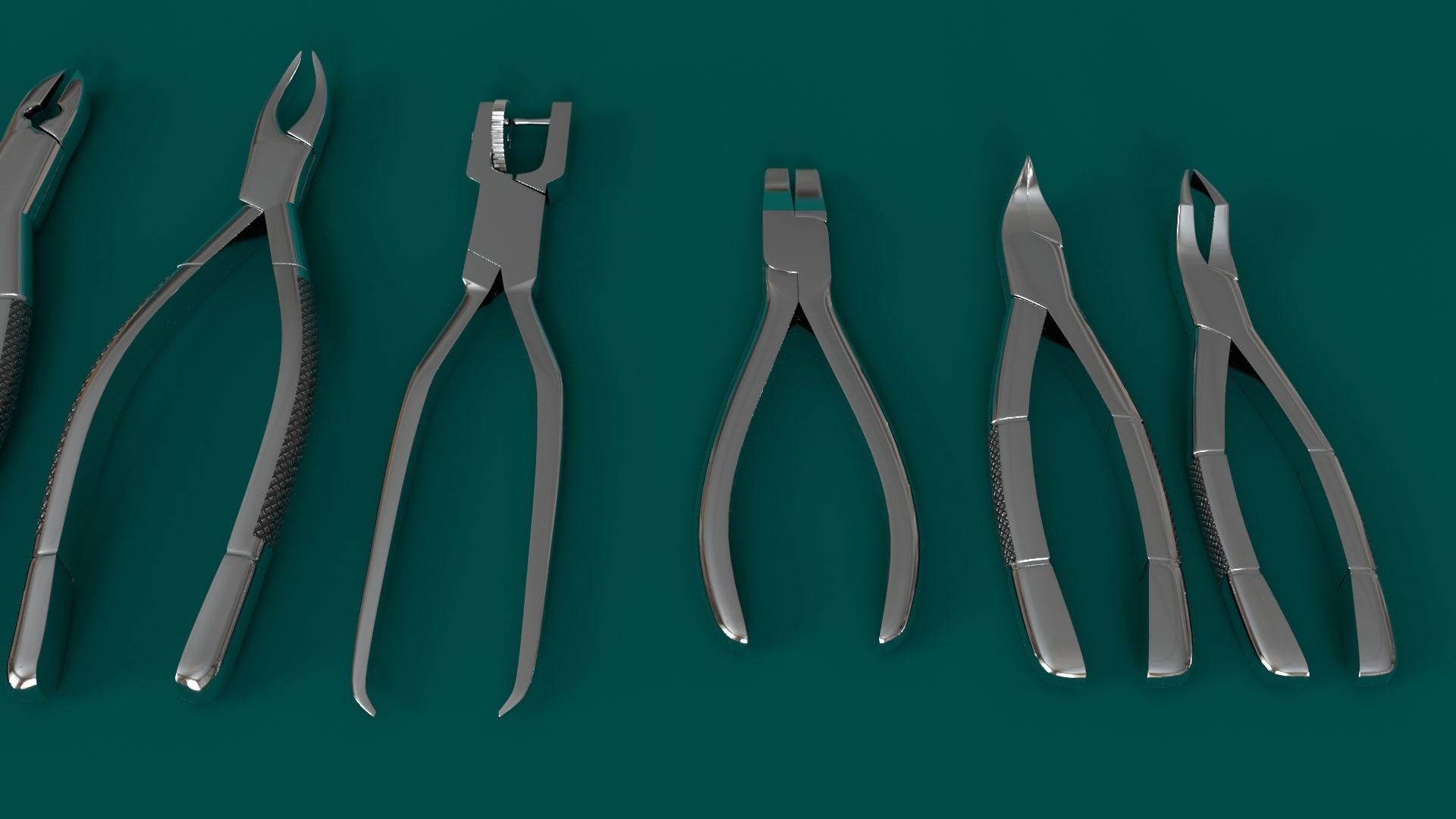 Dental pliers and extraction forceps Low-poly 3D model_5