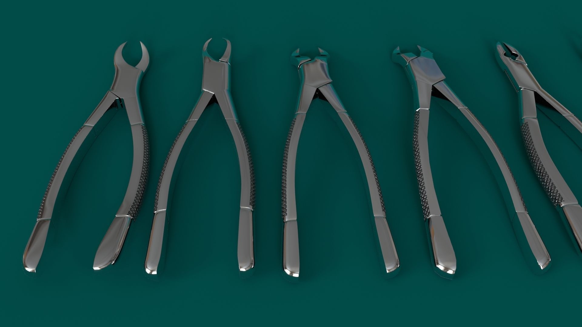 Dental pliers and extraction forceps Low-poly 3D model_3