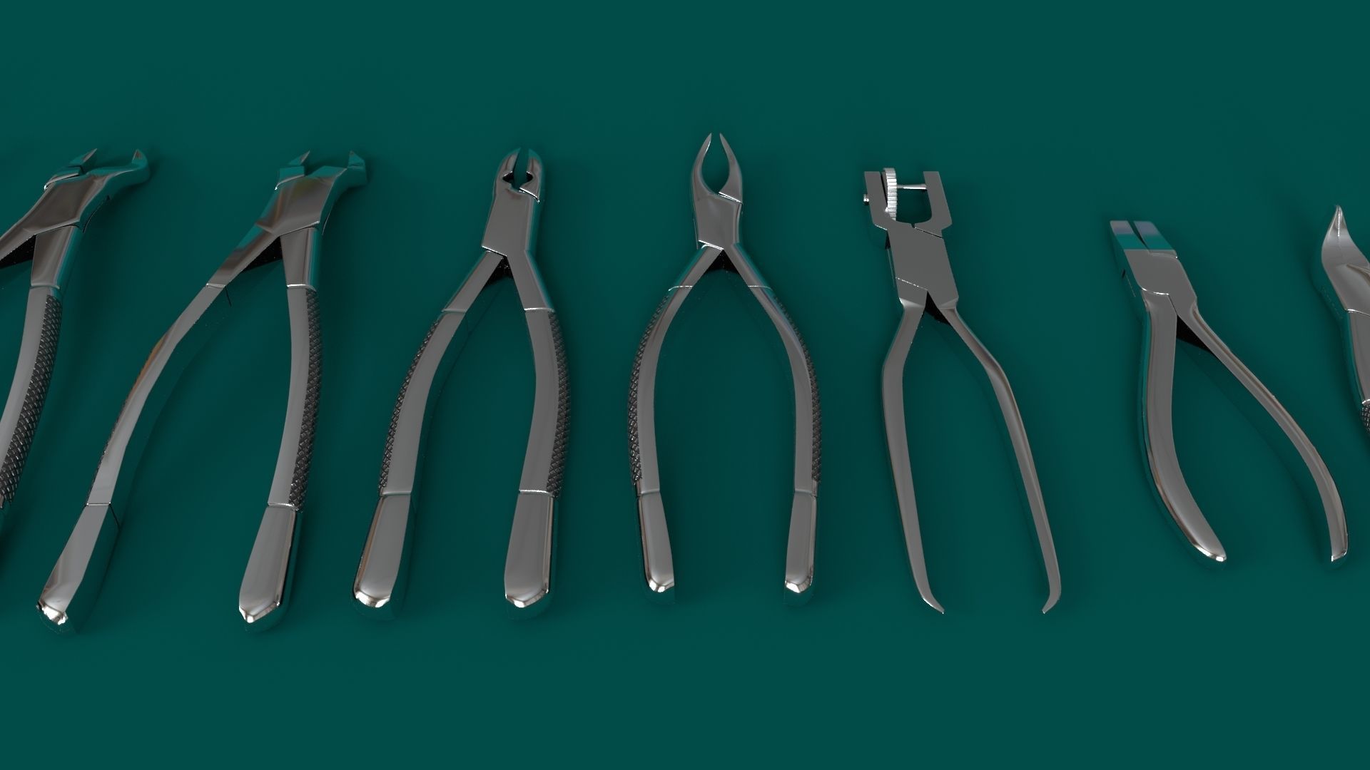 Dental pliers and extraction forceps Low-poly 3D model_4