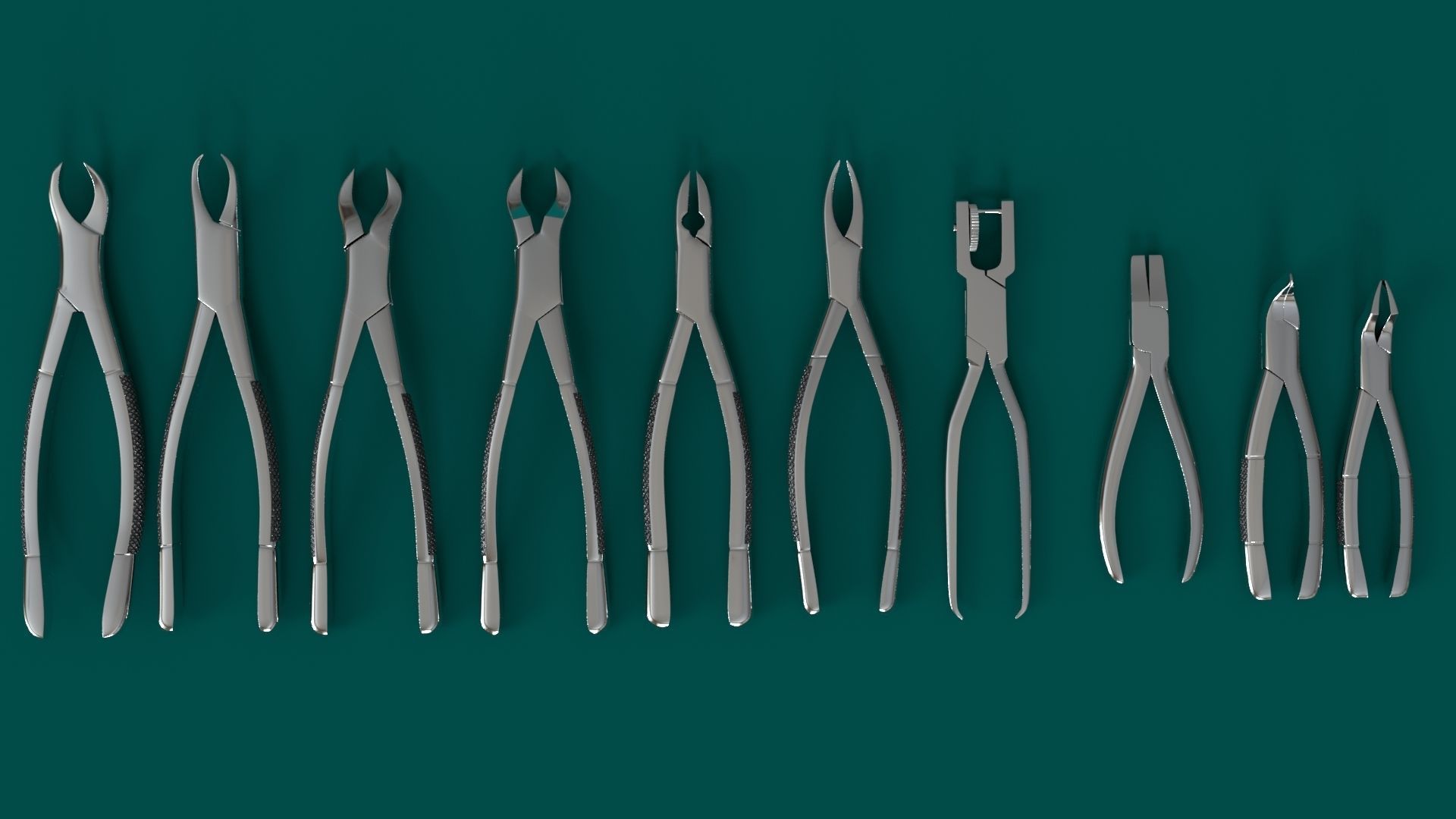 Dental pliers and extraction forceps Low-poly 3D model_1