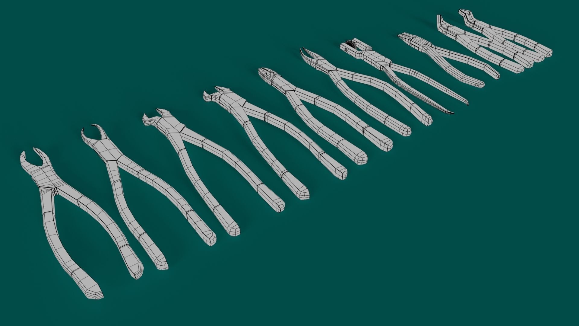 Dental pliers and extraction forceps Low-poly 3D model_6