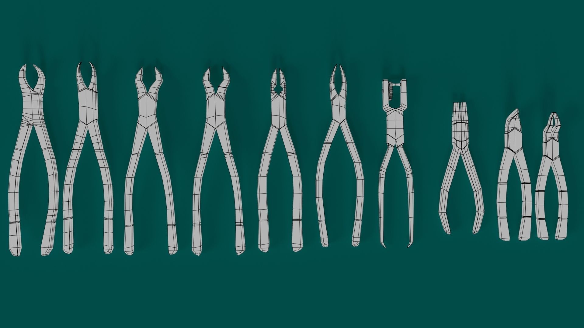 Dental pliers and extraction forceps Low-poly 3D model_7