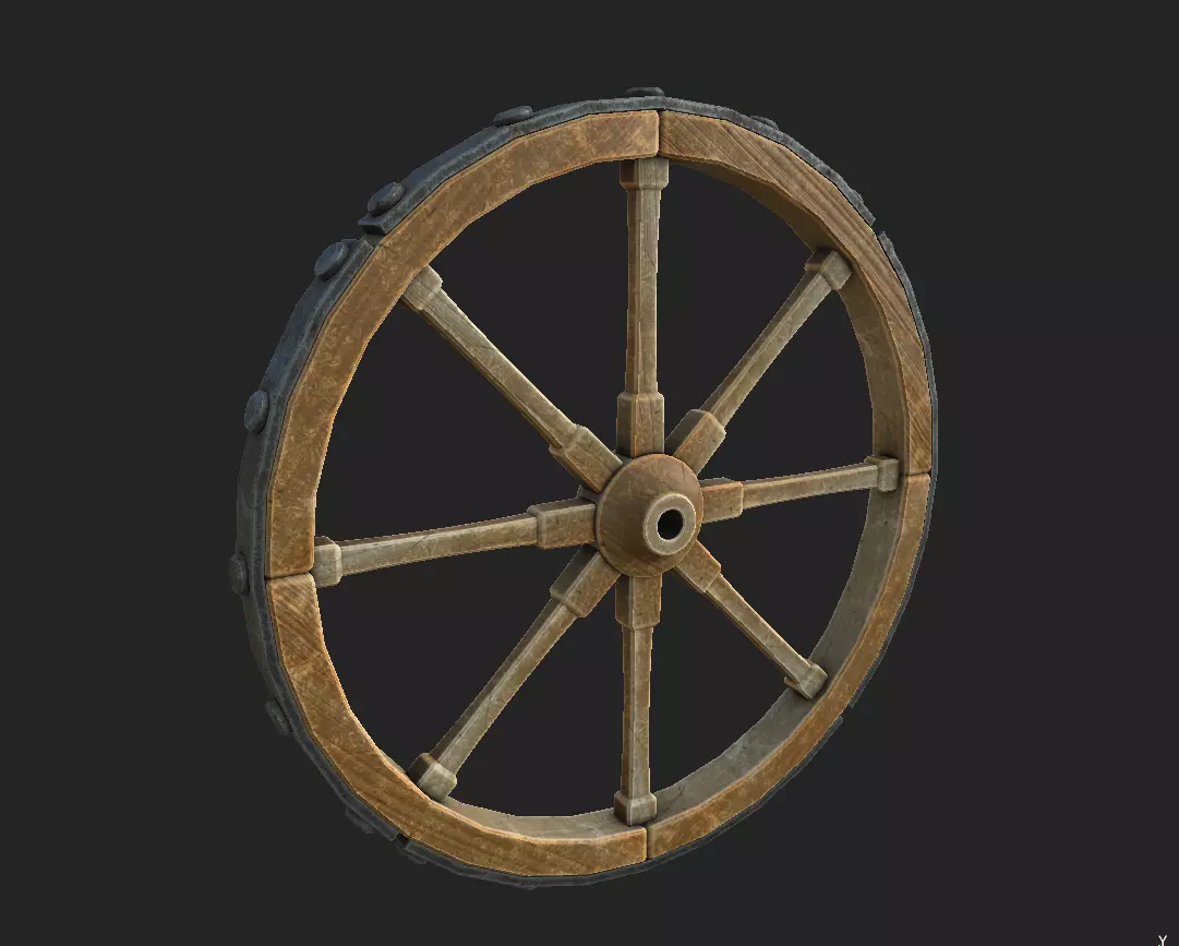 Wooden wheel Free low-poly 3D model