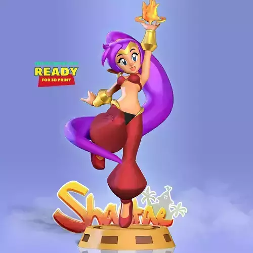 Shantae female character with hair 3D print model
