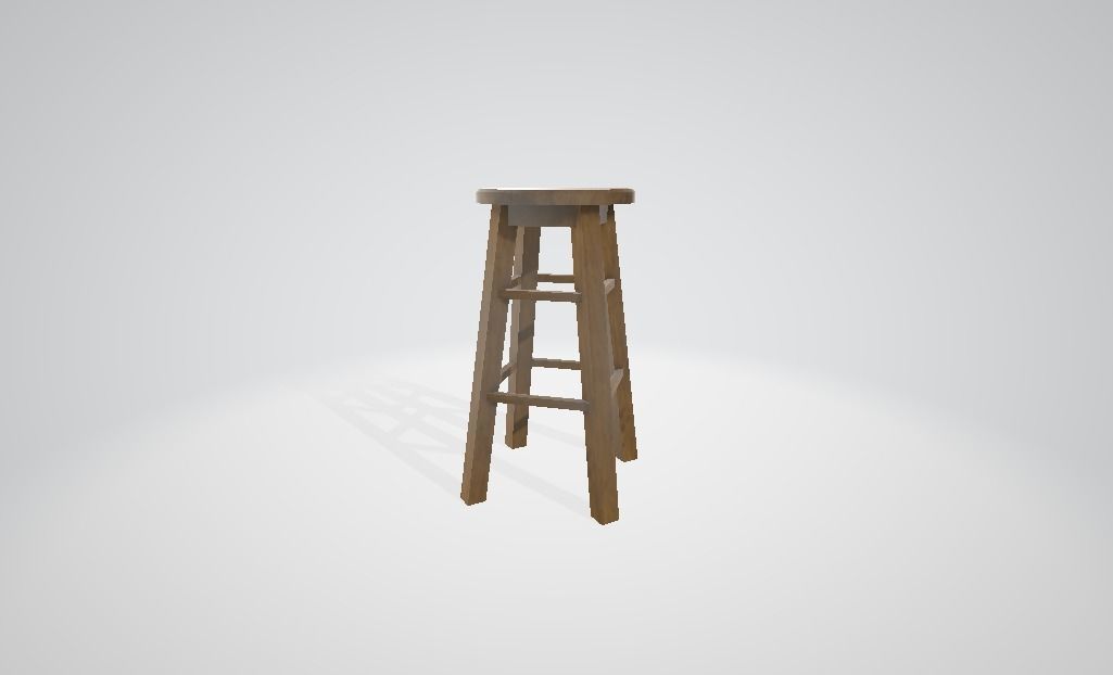 Bar stool wooden 3D model 3D model_11