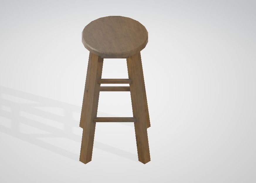 Bar stool wooden 3D model 3D model_78