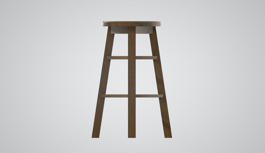 Bar stool wooden 3D model 3D model_50