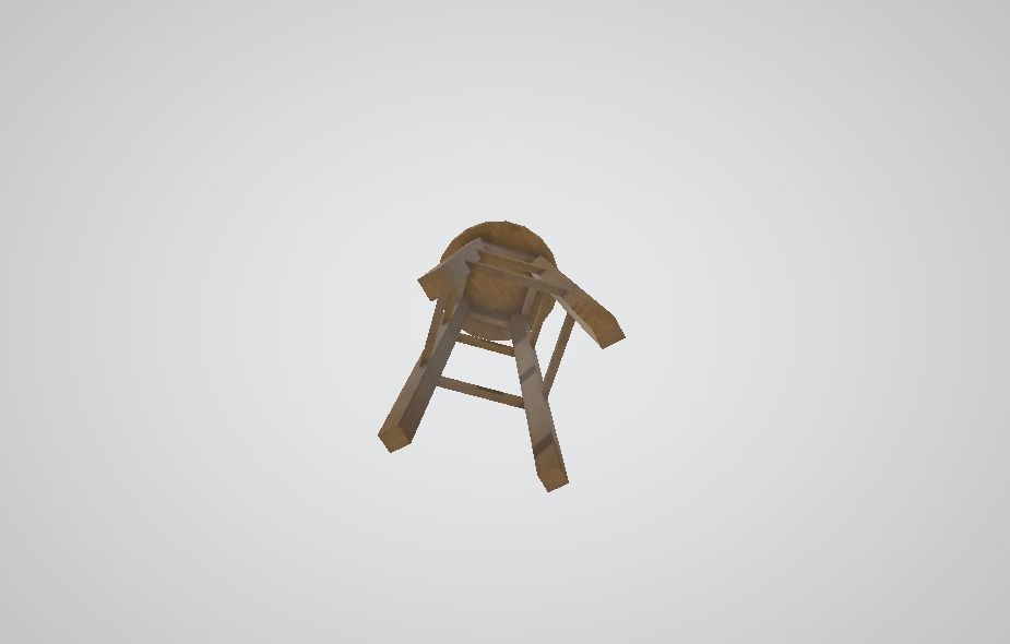 Bar stool wooden 3D model 3D model_65