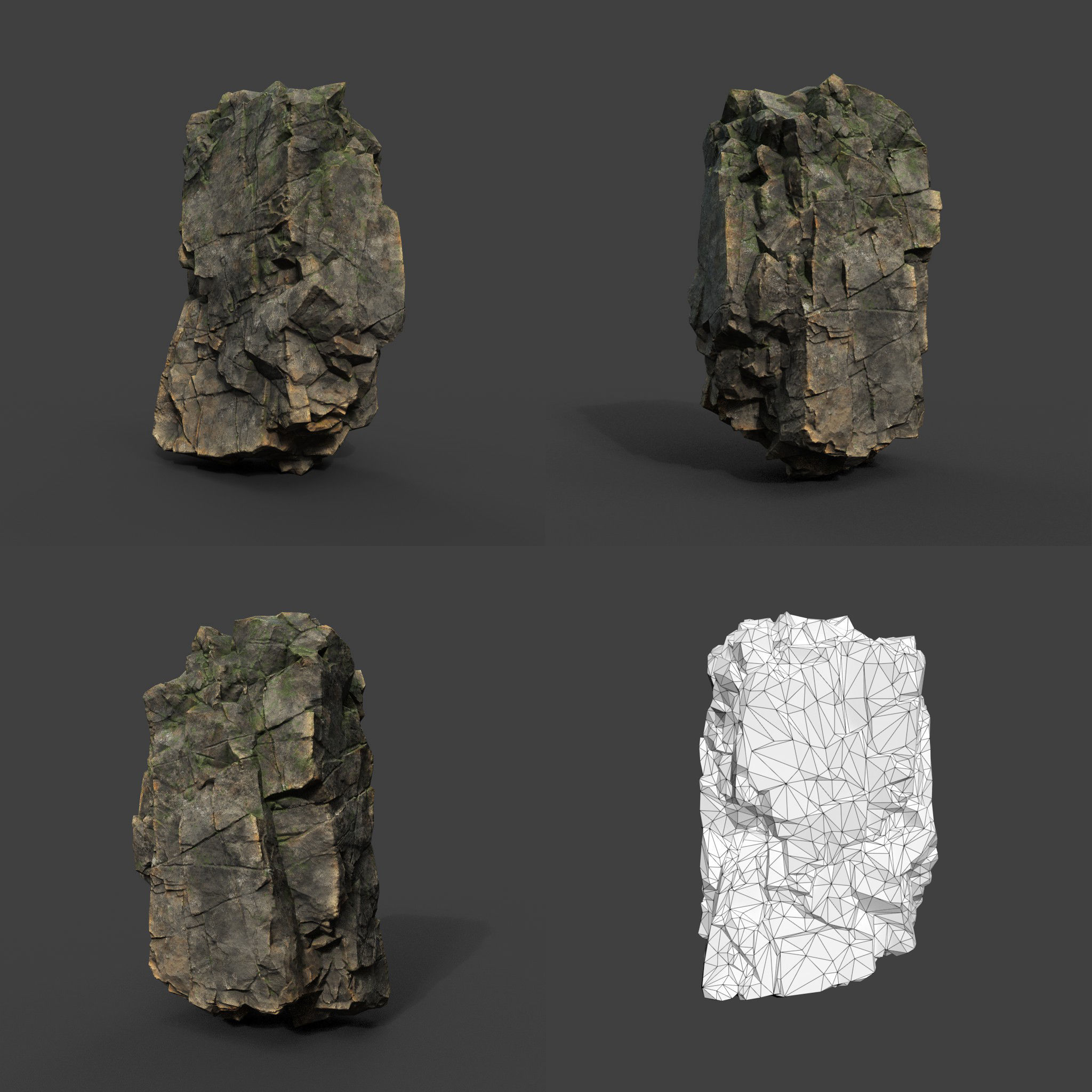 Low poly Mossy Sharp Modular Rock 211210 Low-poly 3D model_20