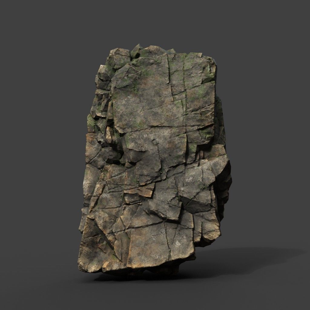 Low poly Mossy Sharp Modular Rock 211210 Low-poly 3D model_19