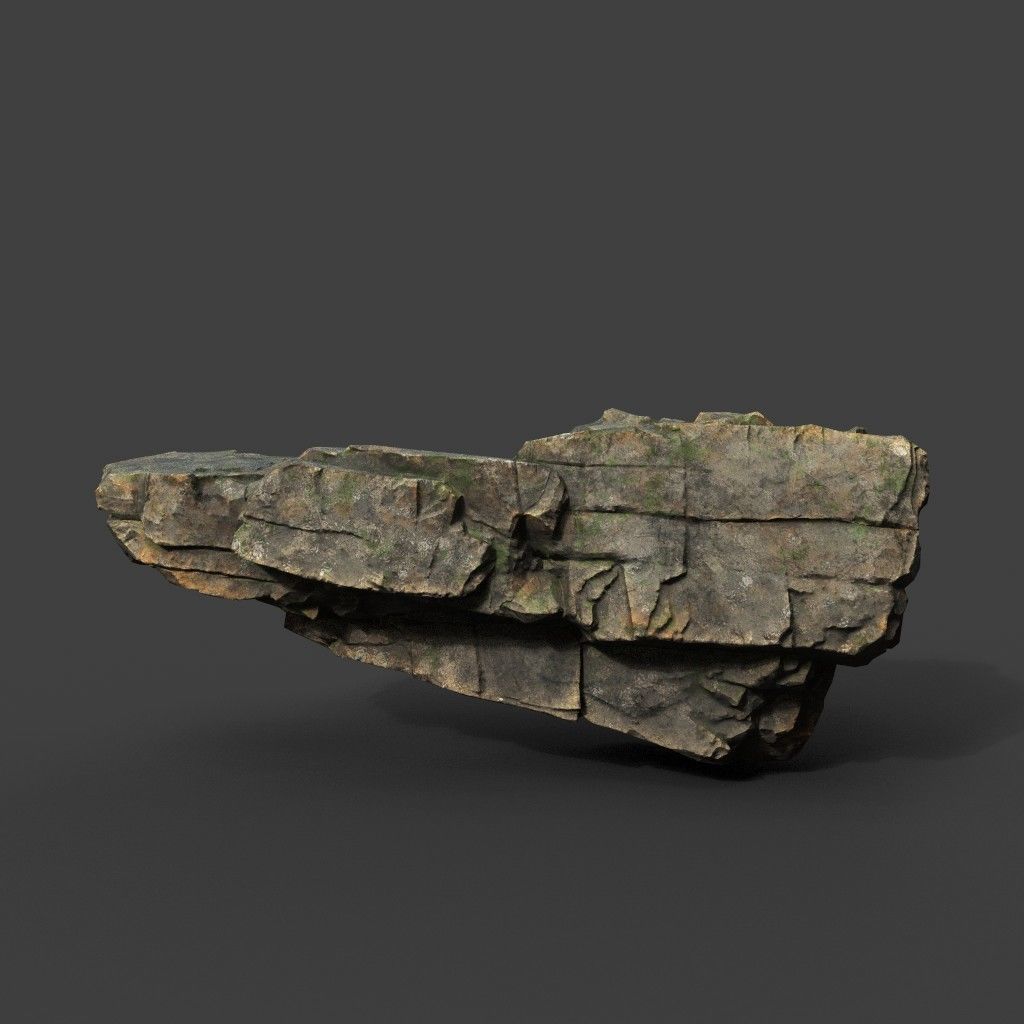 Low poly Mossy Sharp Modular Rock 211210 Low-poly 3D model_11