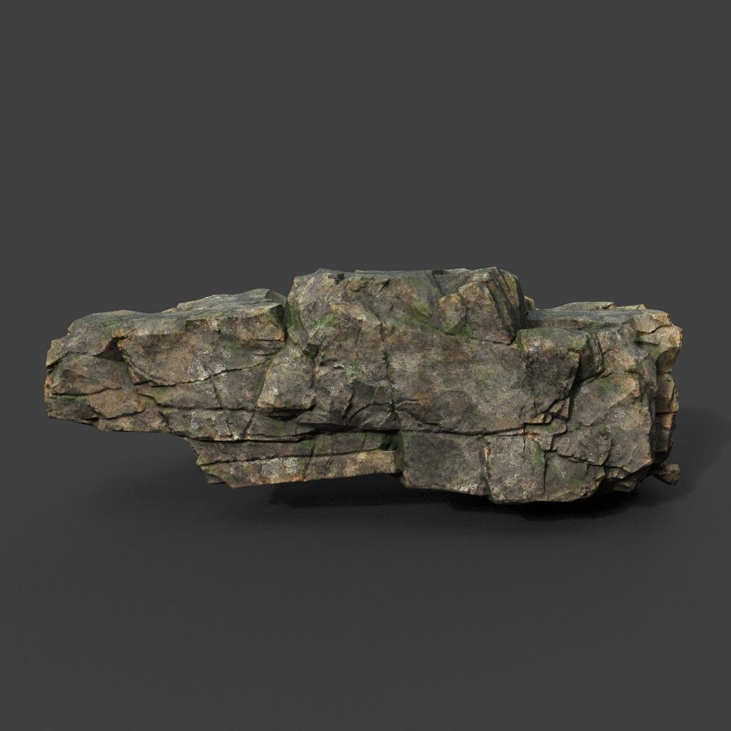 Low poly Mossy Sharp Modular Rock 211210 Low-poly 3D model_9