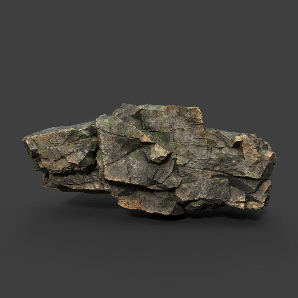 Low poly Mossy Sharp Modular Rock 211210 Low-poly 3D model_13
