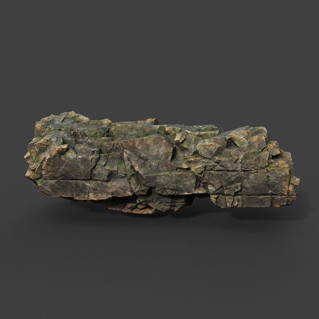 Low poly Mossy Sharp Modular Rock 211210 Low-poly 3D model_15