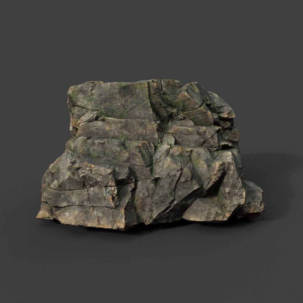 Low poly Mossy Sharp Modular Rock 211210 Low-poly 3D model_3