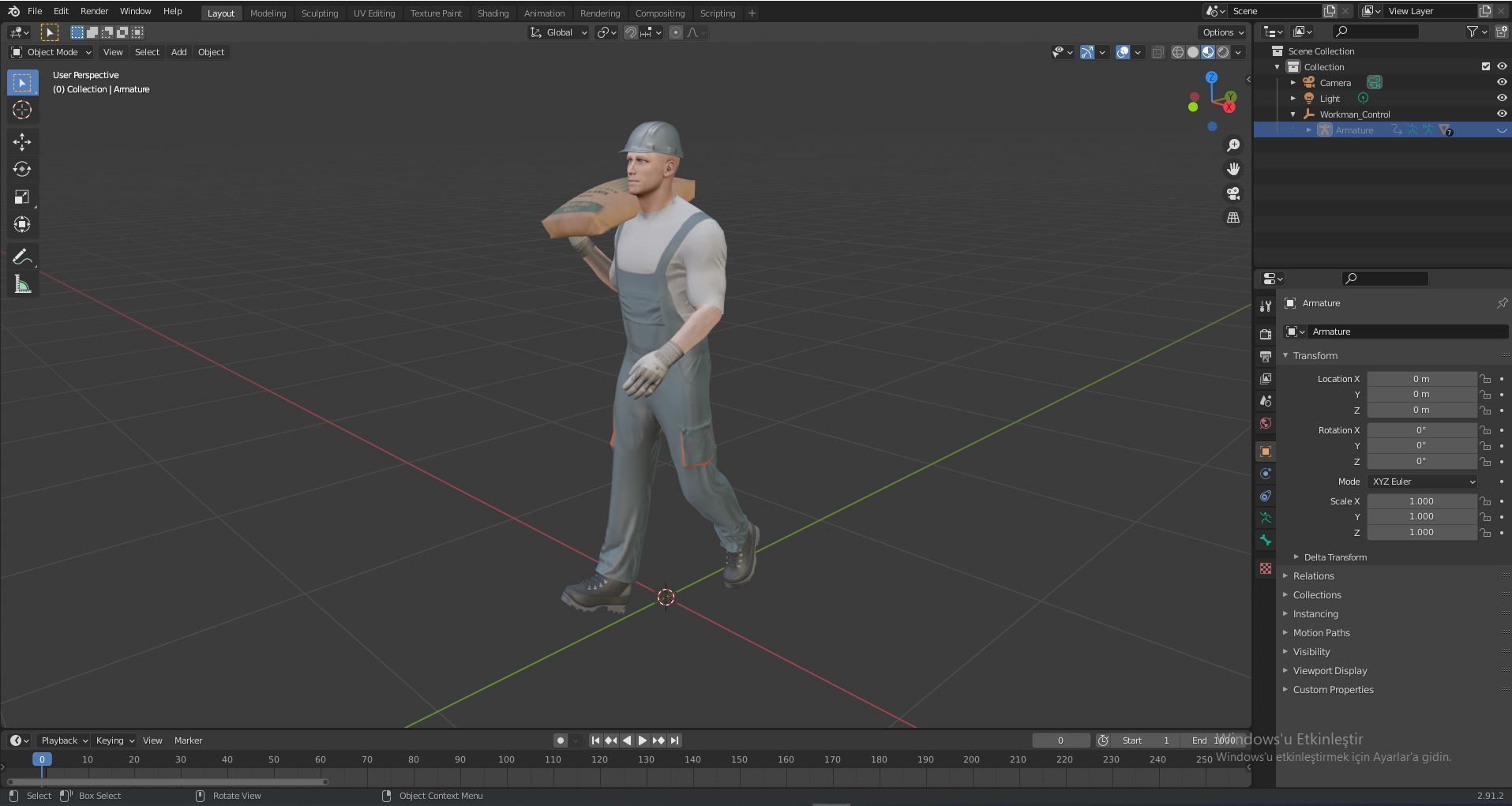 Workman Idle Animation 03 Low-poly 3D model_25