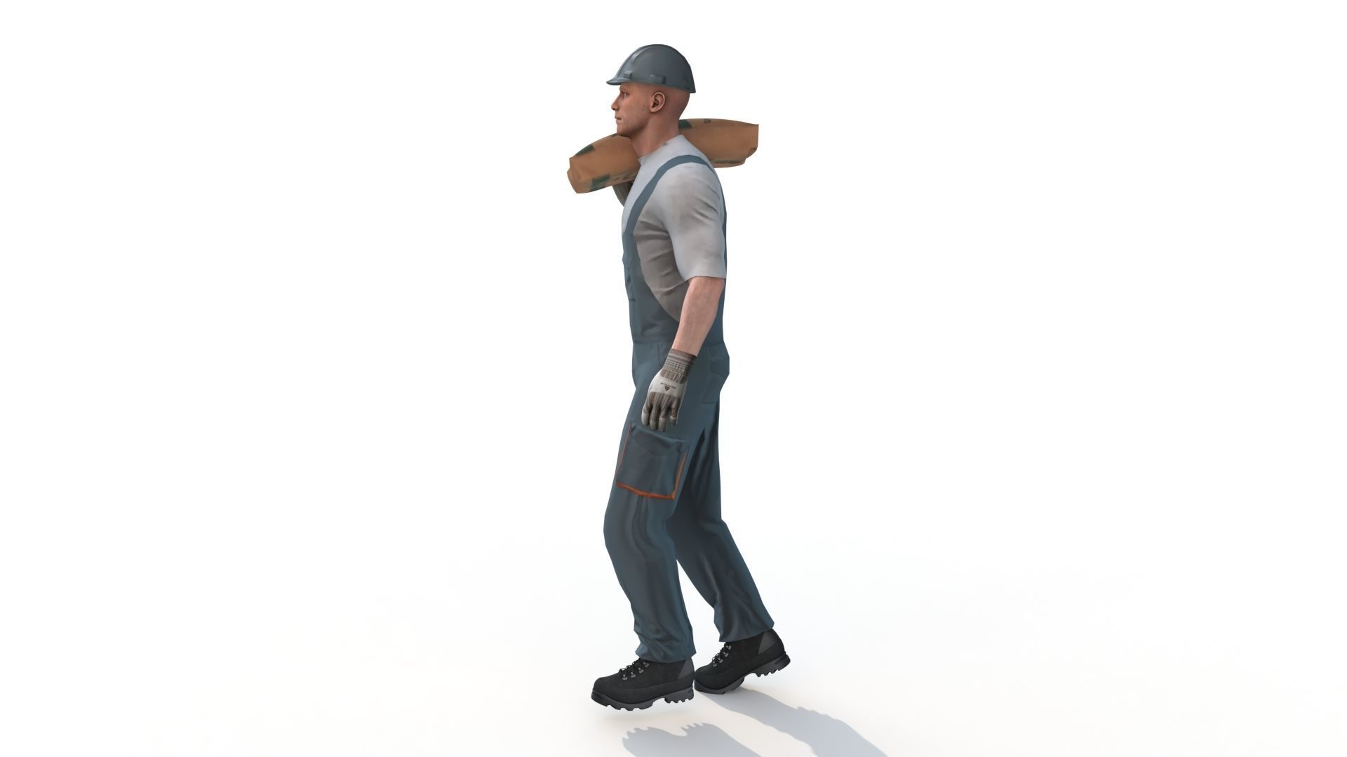 Workman Idle Animation 03 Low-poly 3D model_7