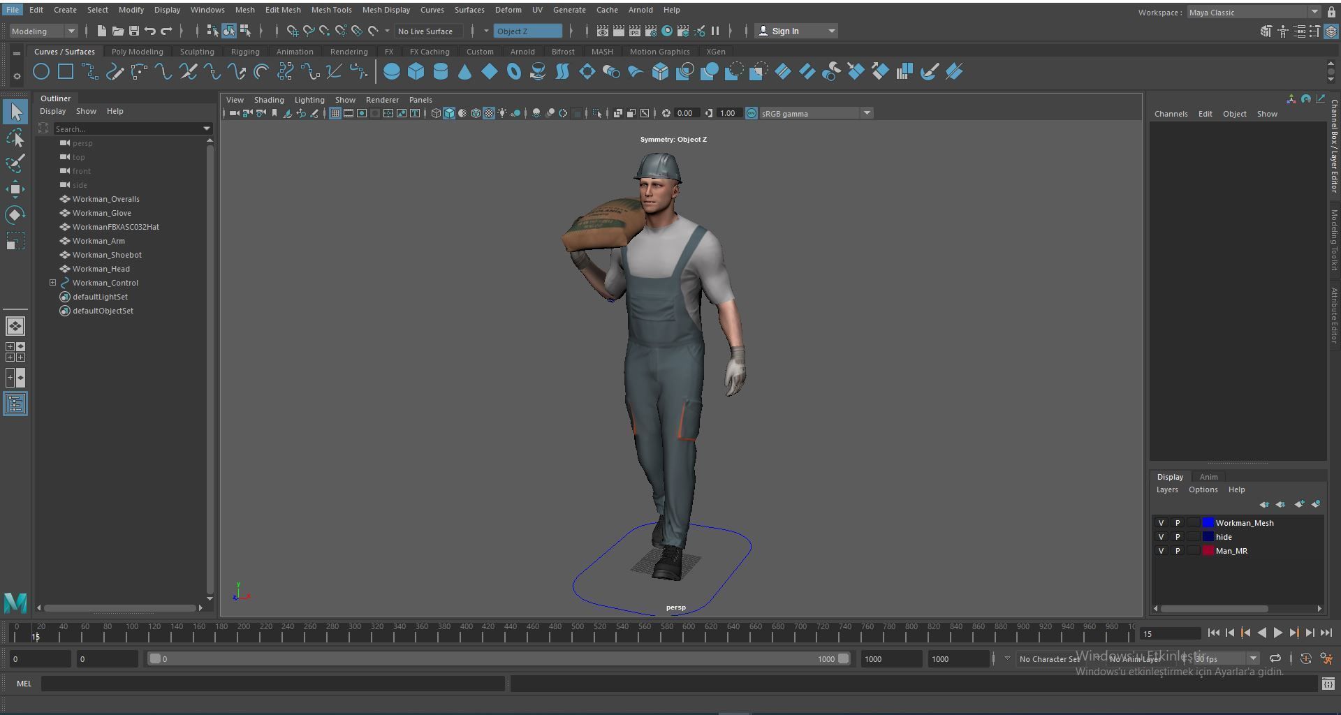 Workman Idle Animation 03 Low-poly 3D model_27