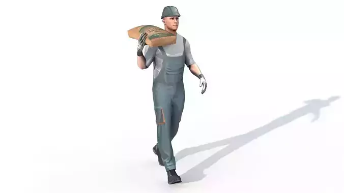 Workman Idle Animation 03 Low-poly 3D model